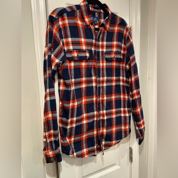 George Super Soft Red Blue Plaid Flannel Button Down Shirt Pockets Size S - Picture 3 of 12